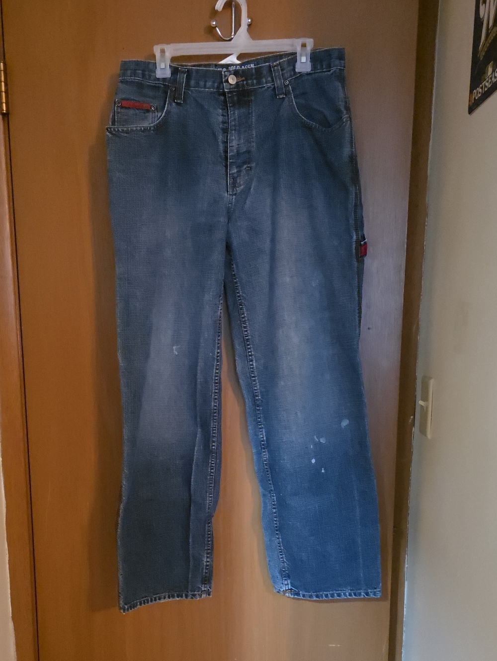 U.S. Polo Assn. Men's Dark Blue Relaxed Fit Jeans with Red Trim